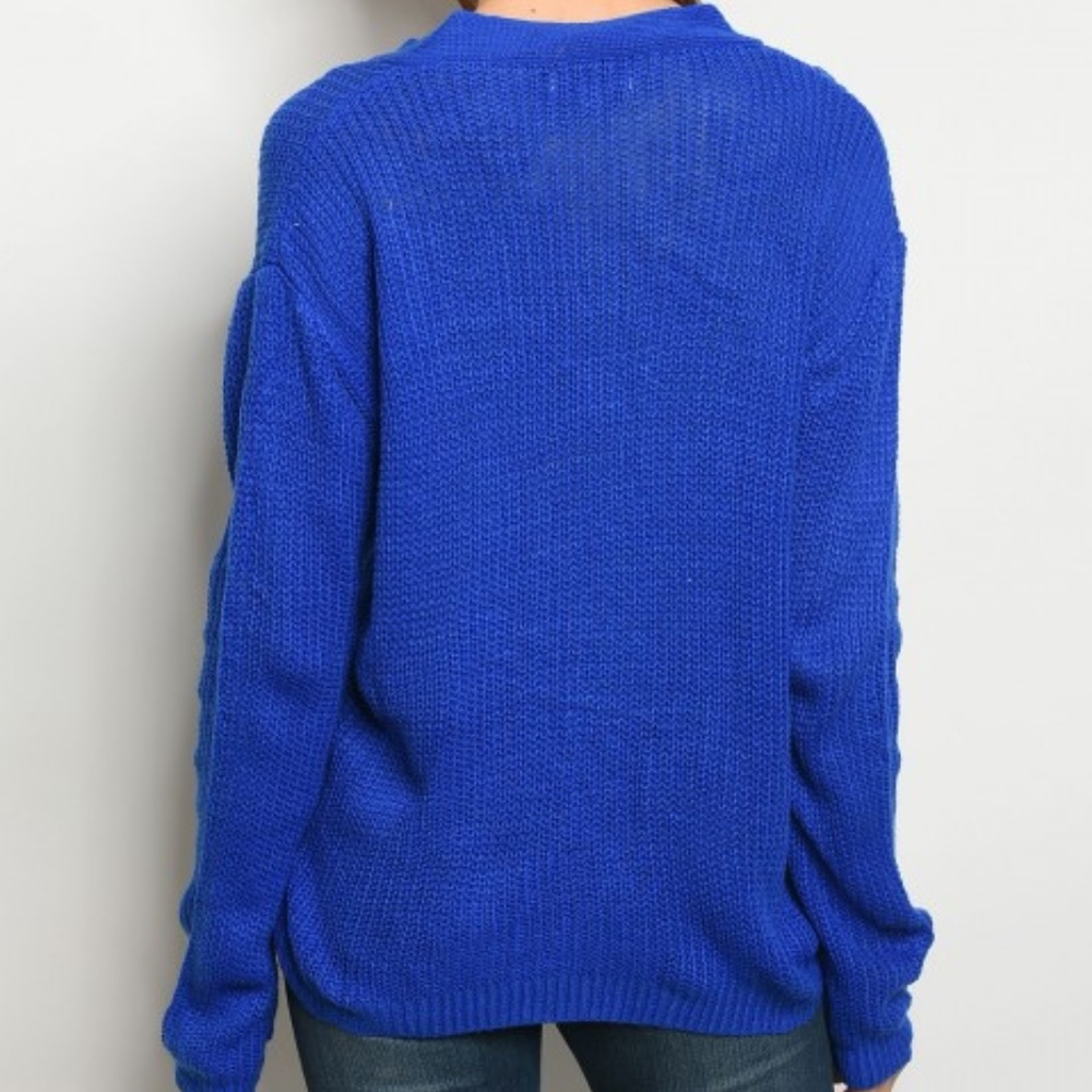 ONE LEFT SZ M!! Cable Knit Lace Up Front Sweater - Picture 2 of 2